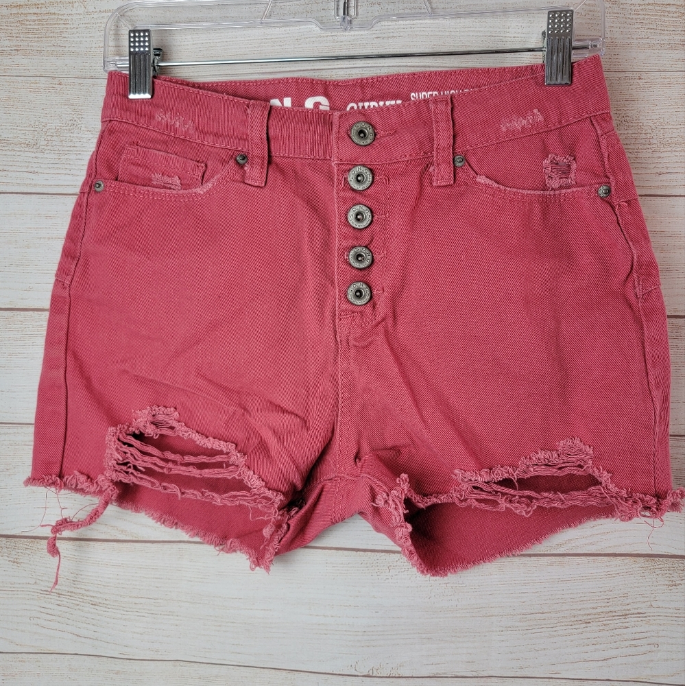Coral Jean Shorts Distressed Size 3/26 Women High Rise Shorts